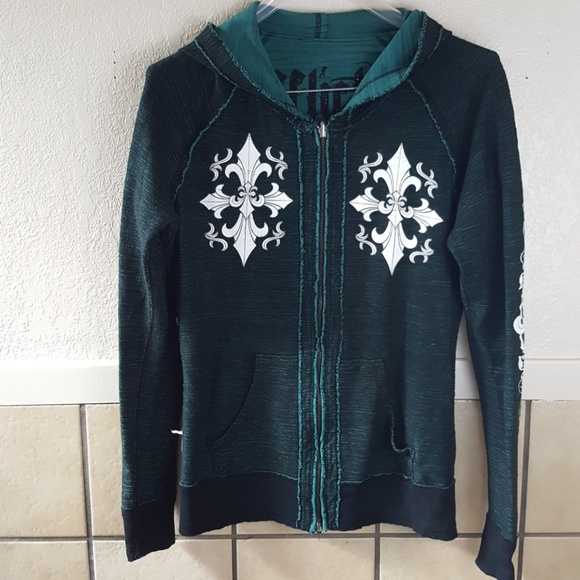 Affliction Tops - Affliction reverisable long sleeve zip up hoodie
